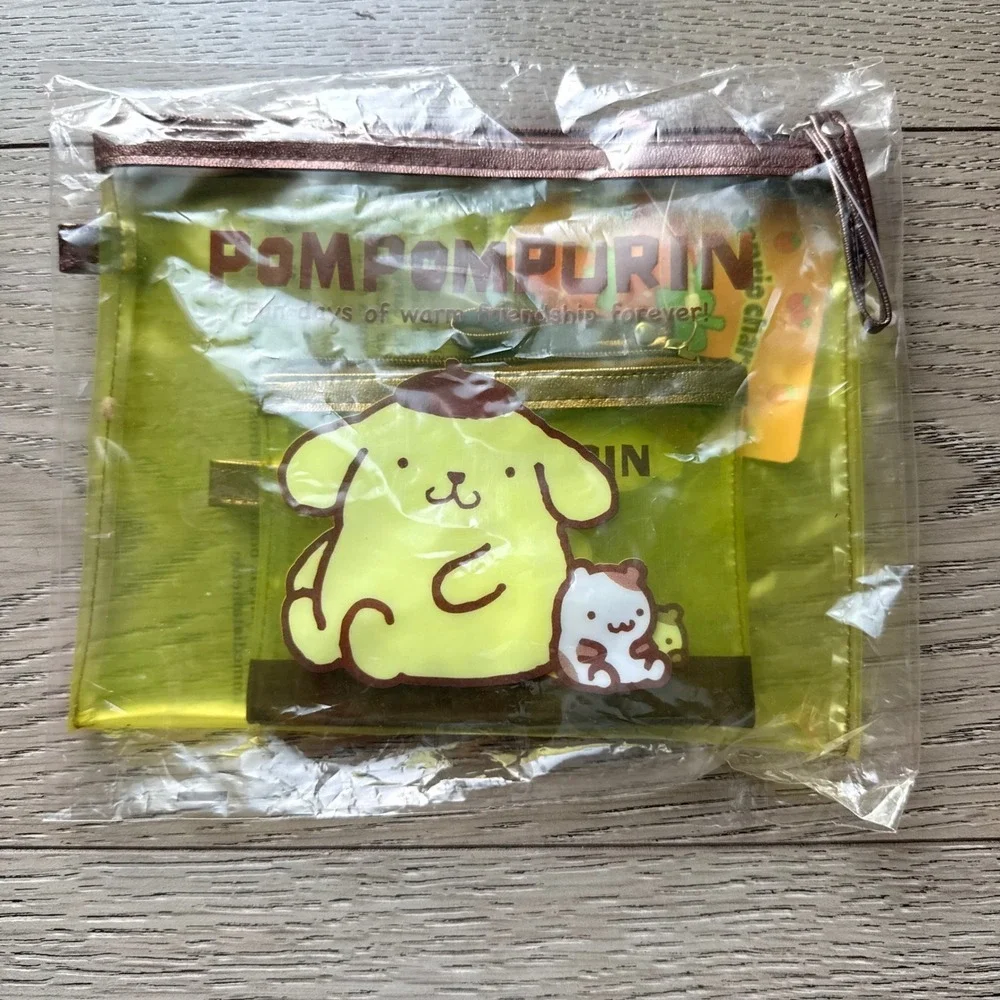 Sanrio Pompompurin Pouch Set Yellow Clear Vinyl Zipper Bag Kids One Size